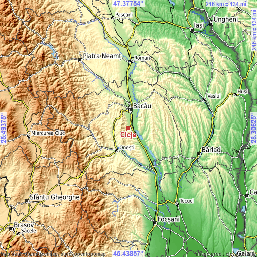 Topographic map of Cleja