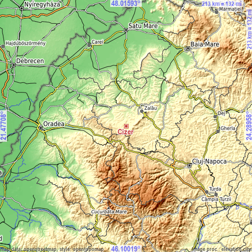 Topographic map of Cizer