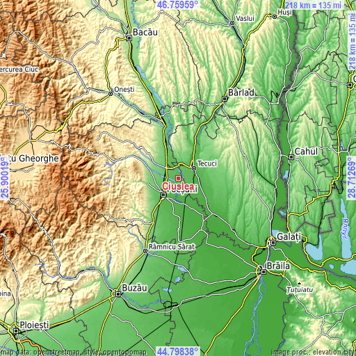 Topographic map of Ciușlea