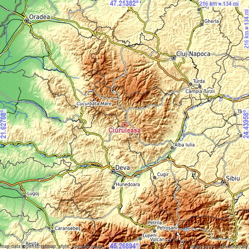 Topographic map of Ciuruleasa