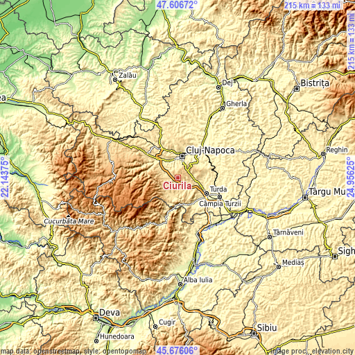 Topographic map of Ciurila