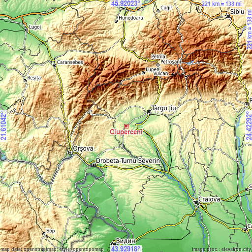 Topographic map of Ciuperceni