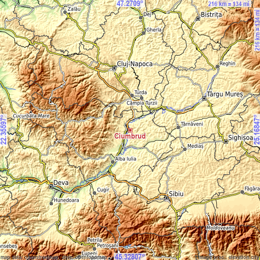 Topographic map of Ciumbrud