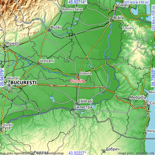 Topographic map of Ciulniţa