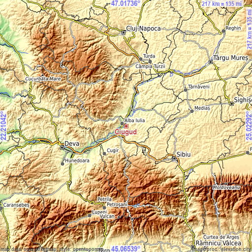Topographic map of Ciugud