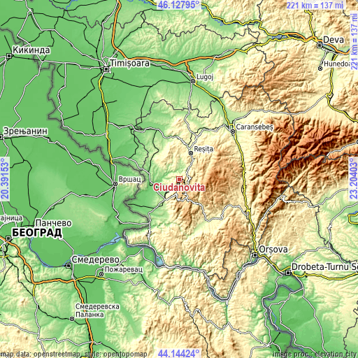 Topographic map of Ciudanoviţa