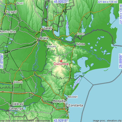 Topographic map of Ciucurova