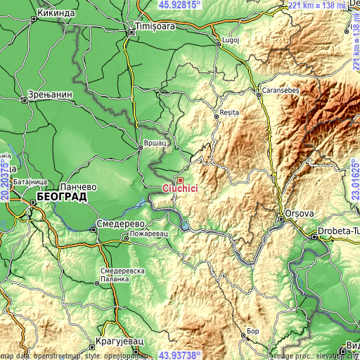 Topographic map of Ciuchici