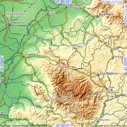 Topographic map of Ciucea