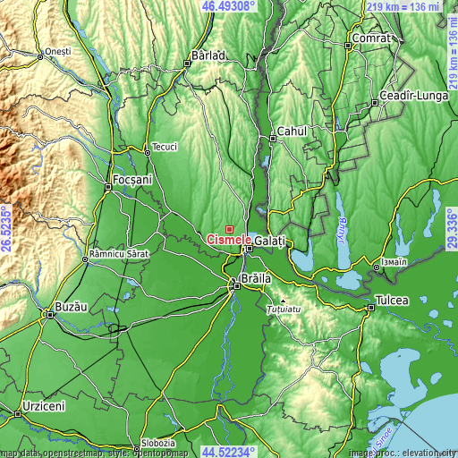 Topographic map of Cișmele