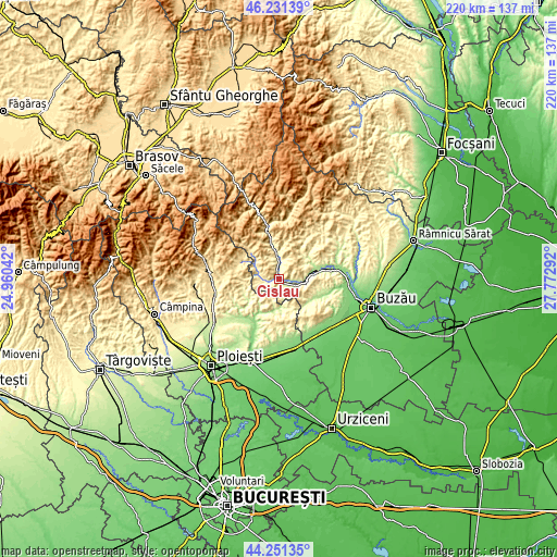 Topographic map of Cislău