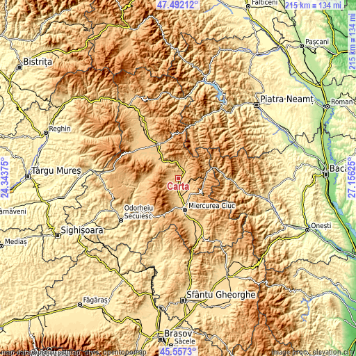 Topographic map of Cârţa