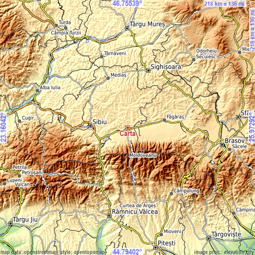 Topographic map of Cârţa