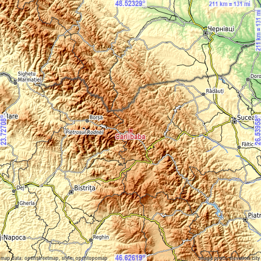 Topographic map of Cârlibaba