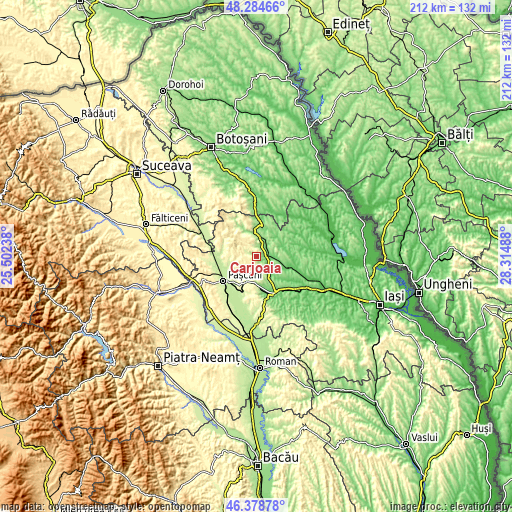 Topographic map of Cârjoaia