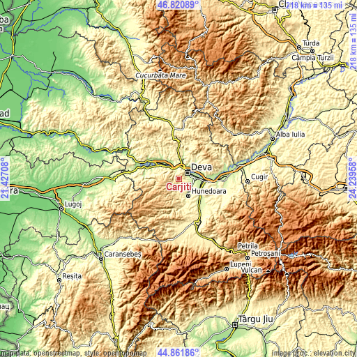 Topographic map of Cârjiţi