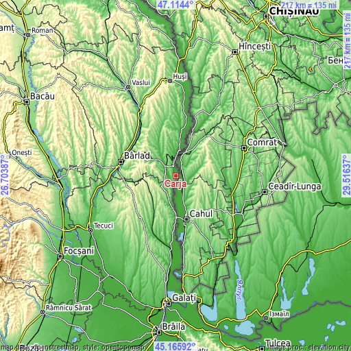 Topographic map of Cârja