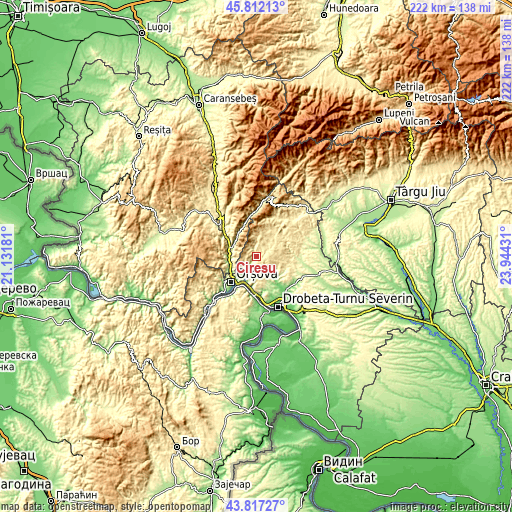 Topographic map of Cireşu