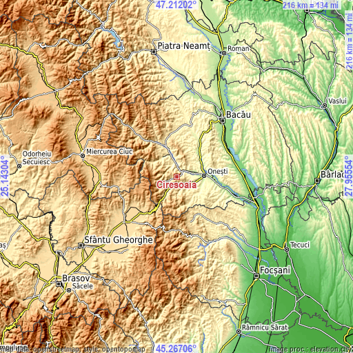 Topographic map of Cireșoaia