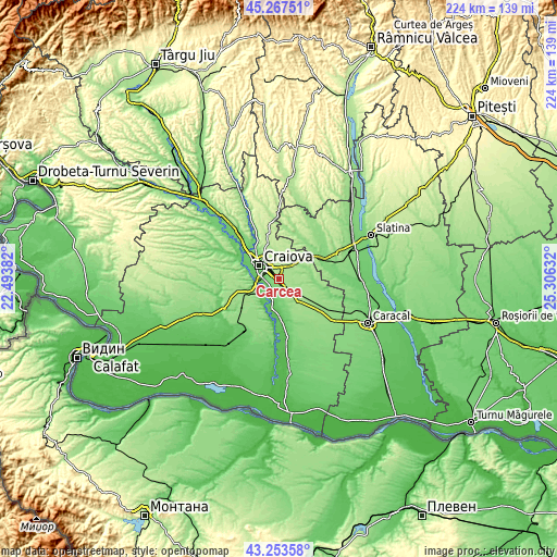 Topographic map of Cârcea