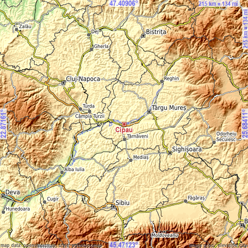 Topographic map of Cipău