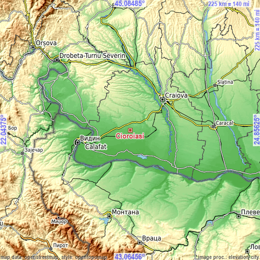 Topographic map of Cioroiași