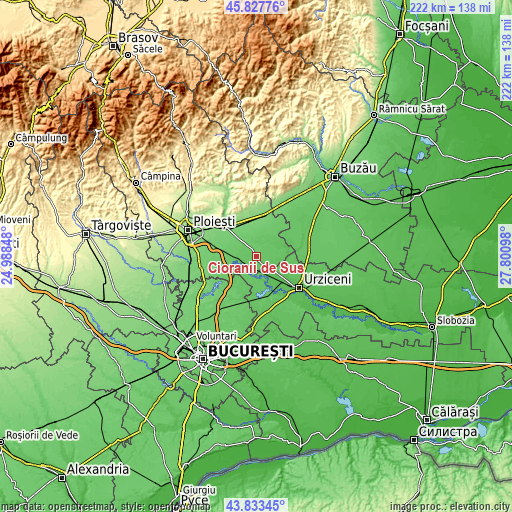 Topographic map of Cioranii de Sus