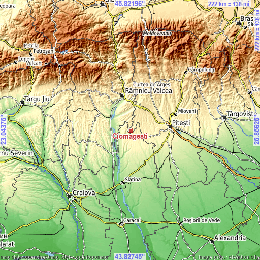 Topographic map of Ciomăgeşti