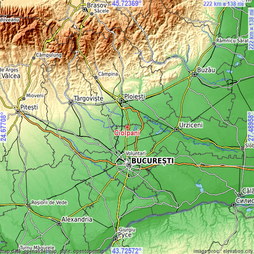 Topographic map of Ciolpani