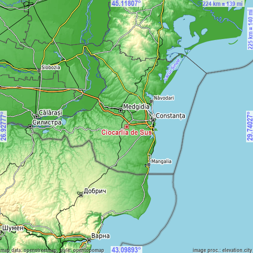 Topographic map of Ciocârlia de Sus