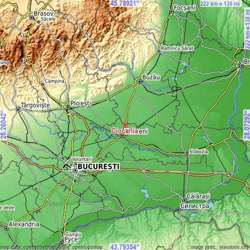 Topographic map of Ciocârlia