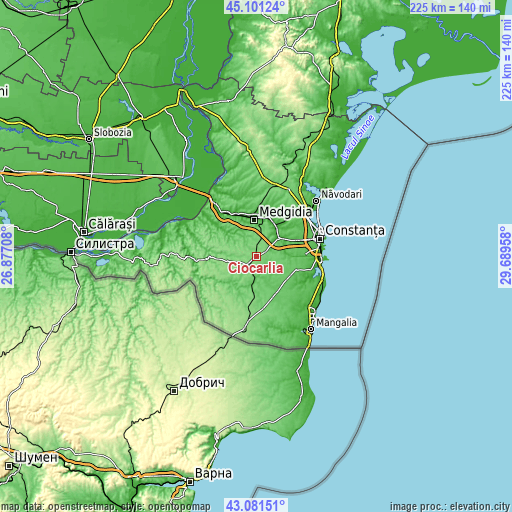 Topographic map of Ciocârlia