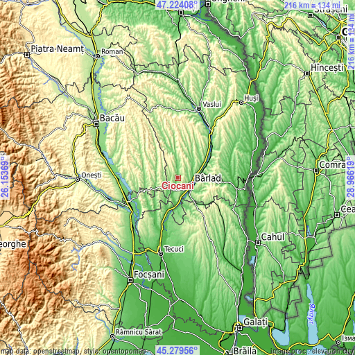Topographic map of Ciocani