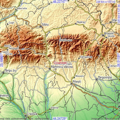 Topographic map of Cicănești