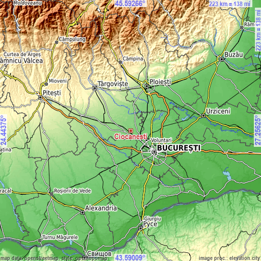 Topographic map of Ciocăneşti