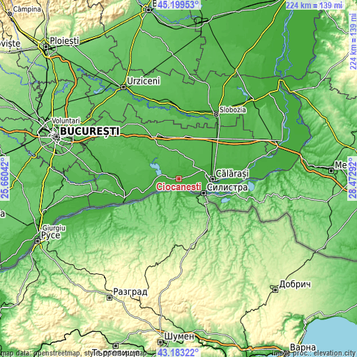 Topographic map of Ciocăneşti