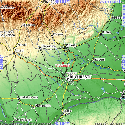 Topographic map of Ciocănari