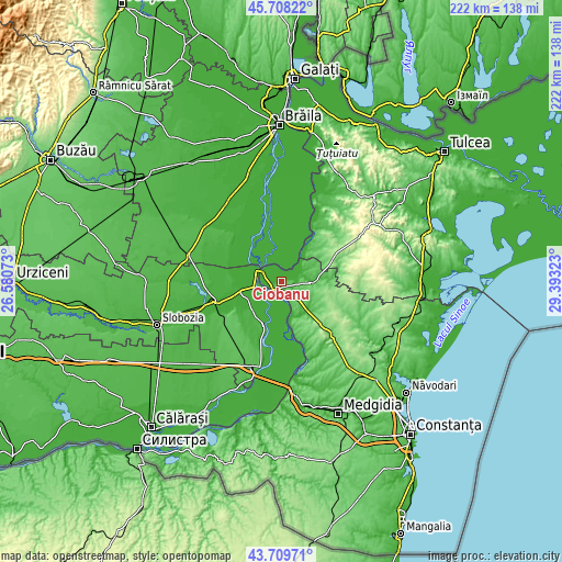 Topographic map of Ciobanu