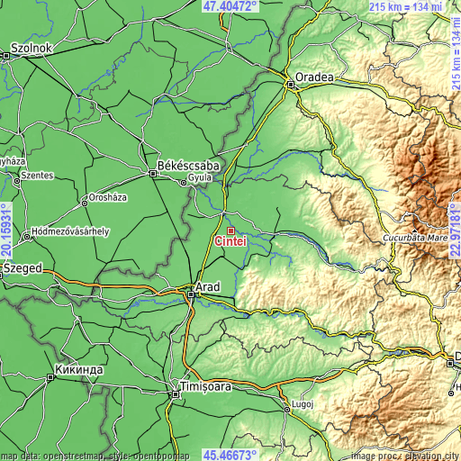 Topographic map of Cintei