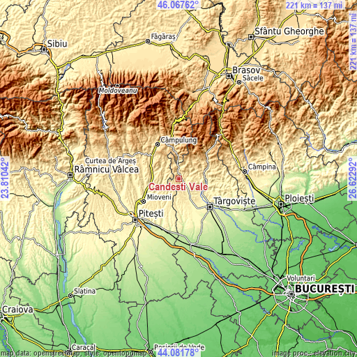 Topographic map of Cândeşti Vale