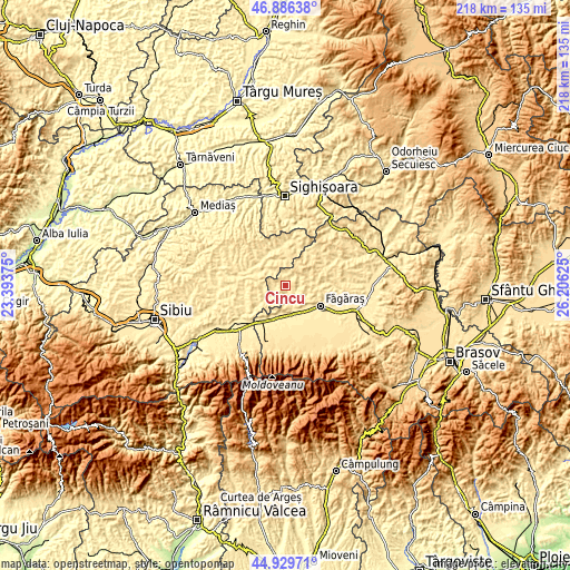 Topographic map of Cincu