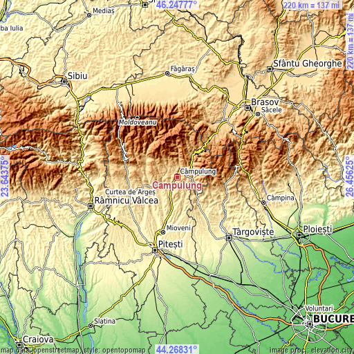 Topographic map of Câmpulung