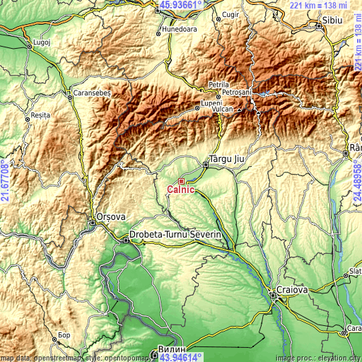 Topographic map of Câlnic