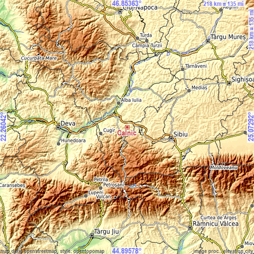 Topographic map of Câlnic