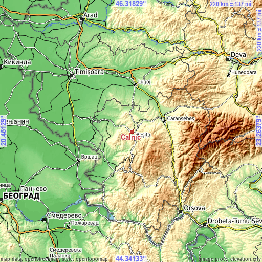 Topographic map of Câlnic