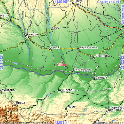 Topographic map of Cilieni