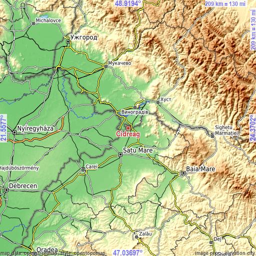 Topographic map of Cidreag