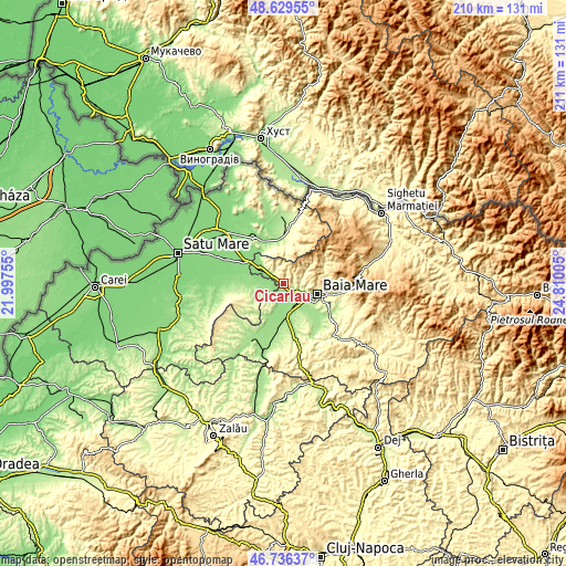 Topographic map of Cicârlău