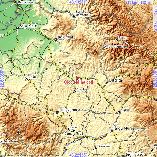 Topographic map of Ciceu-Mihăiești
