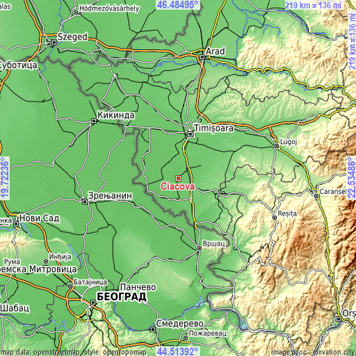 Topographic map of Ciacova